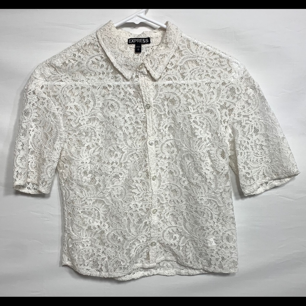 Express White Lace Top Sz SP